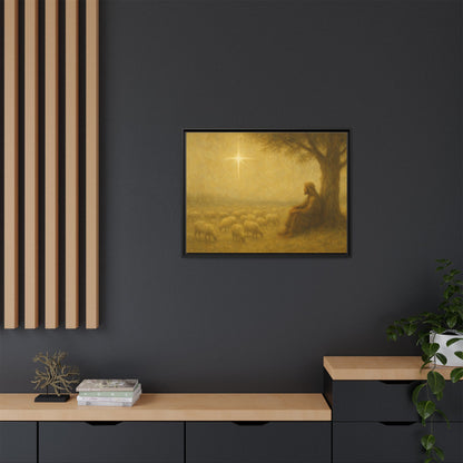 Shepherd In The Field - Framed Canvas