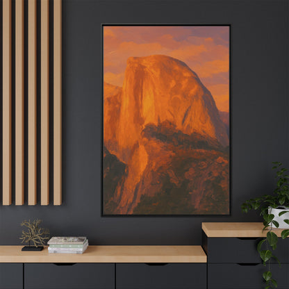 Sunset Over Half Dome - Framed Canvas