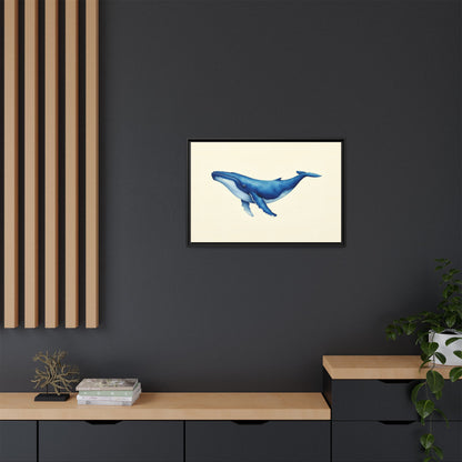 Blue Whale Watercolor - Framed Canvas