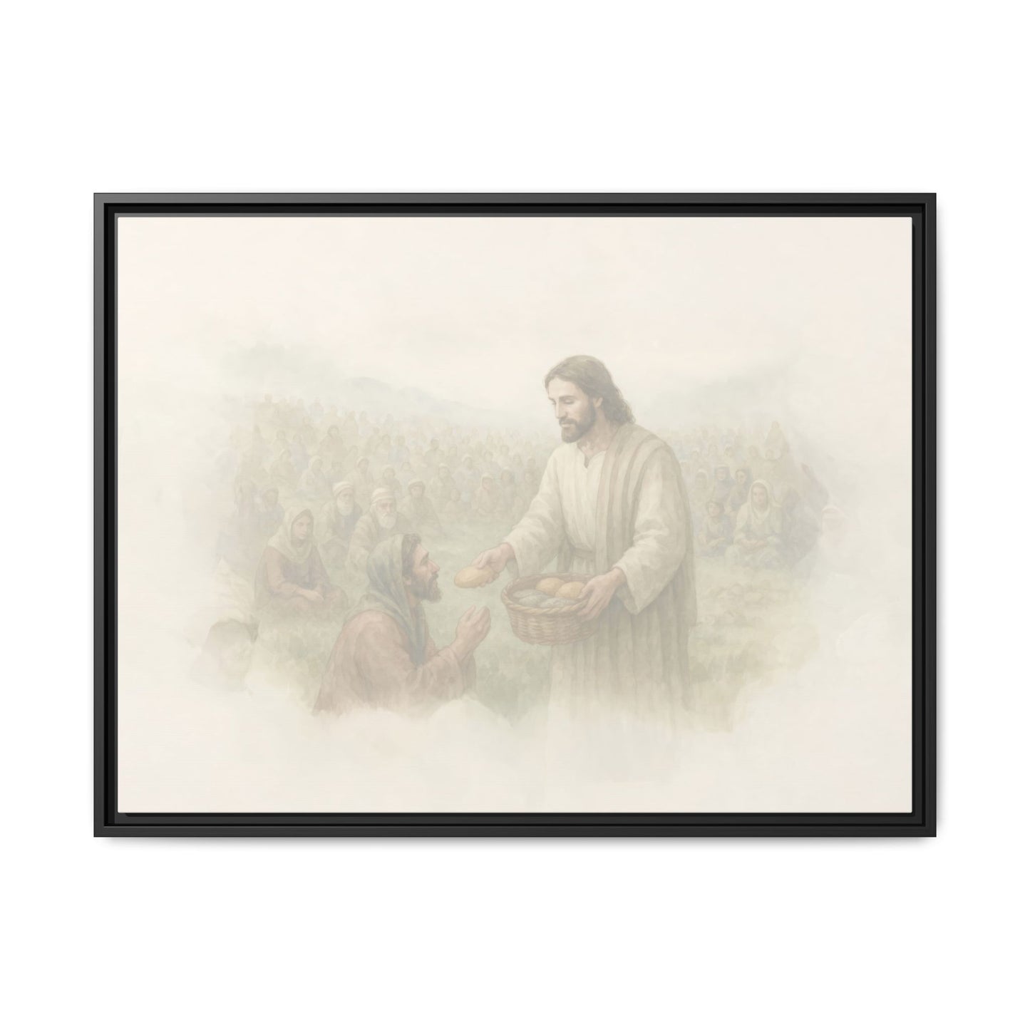 Jesus Feeds The 5,000 - Framed Canvas
