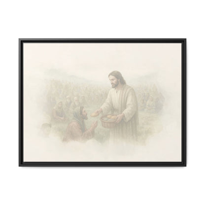 Jesus Feeds The 5,000 - Framed Canvas