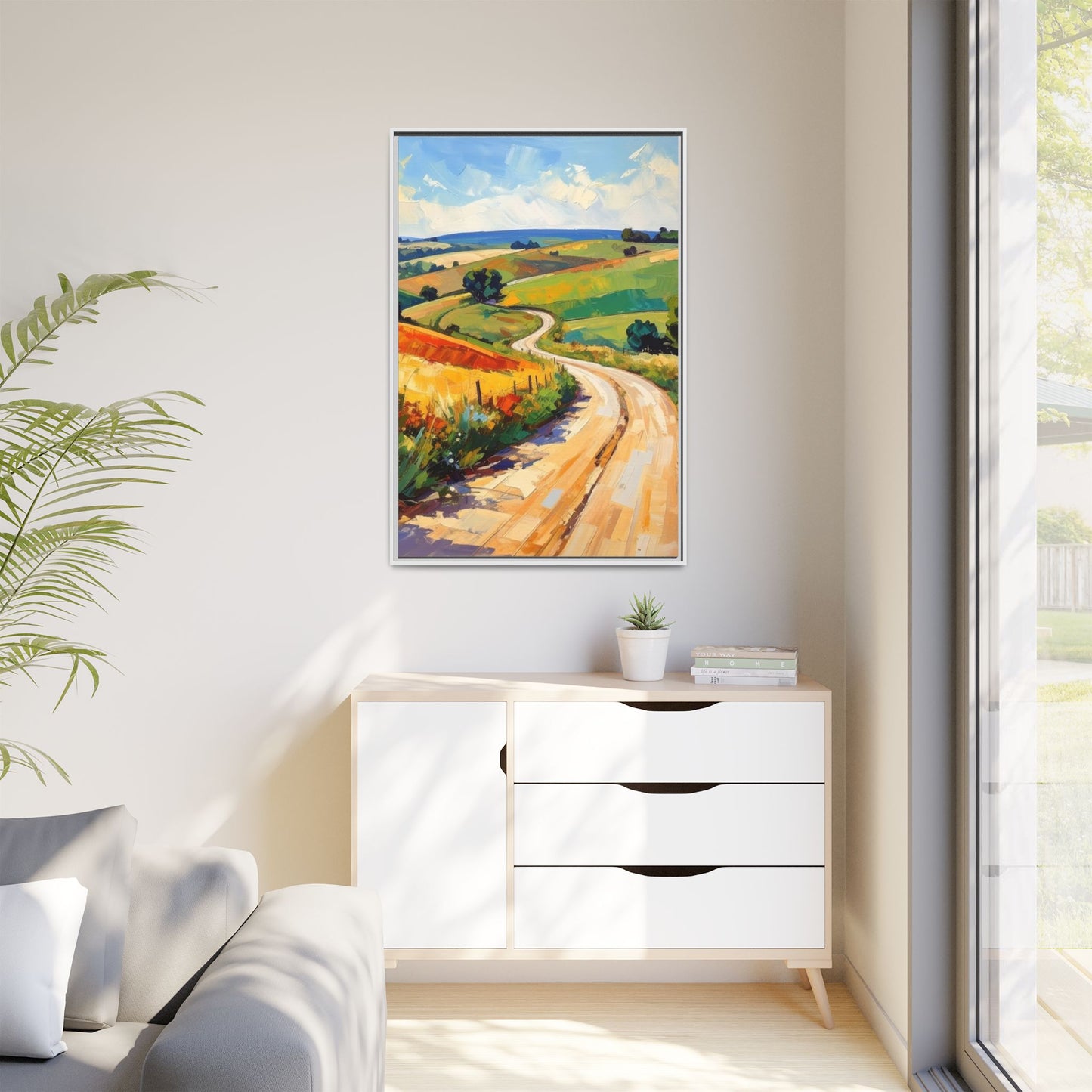 Lazy Country Road #3 - Framed Canvas