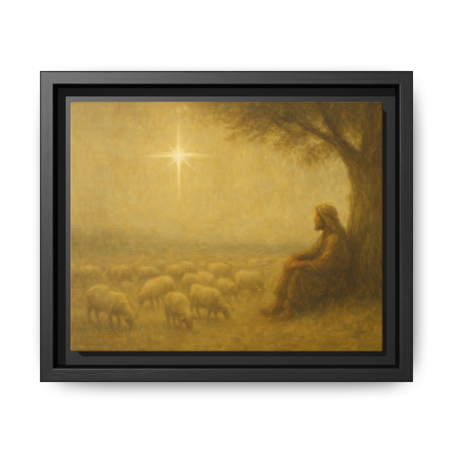 Shepherd In The Field - Framed Canvas
