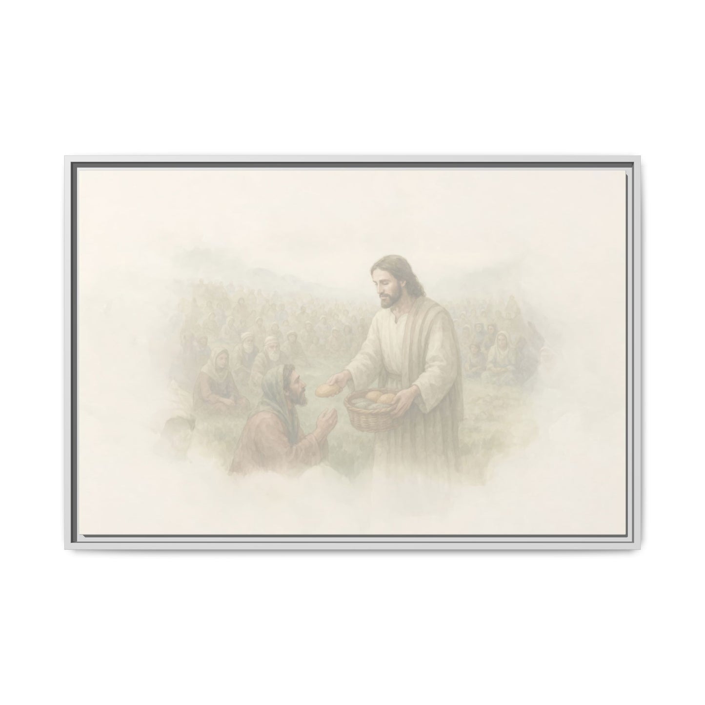 Jesus Feeds The 5,000 - Framed Canvas