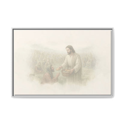 Jesus Feeds The 5,000 - Framed Canvas