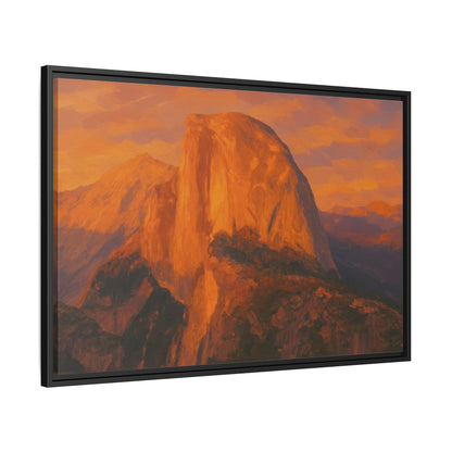 Sunset Over Half Dome - Framed Canvas
