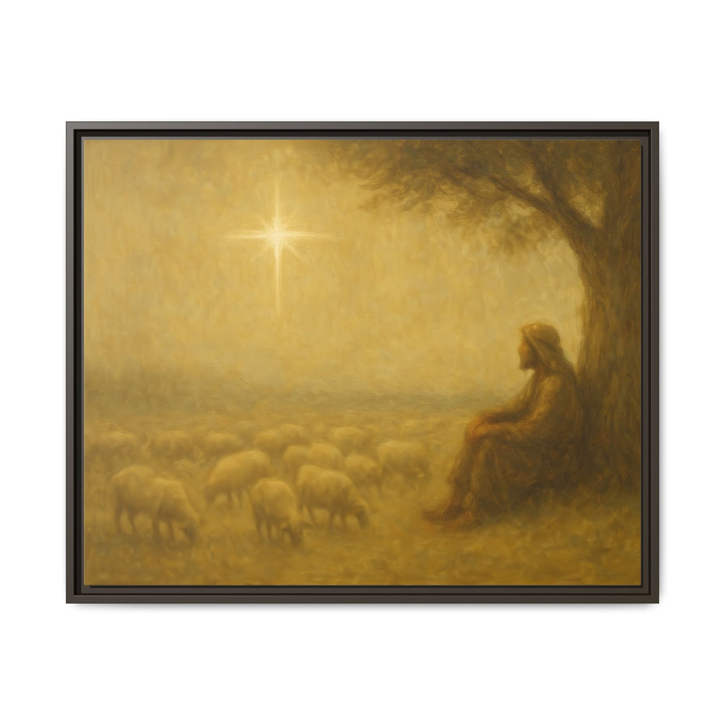 Shepherd In The Field - Framed Canvas