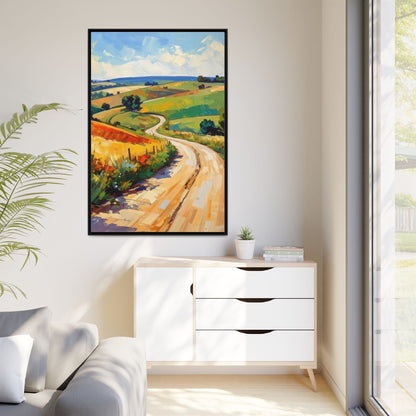 Lazy Country Road #3 - Framed Canvas
