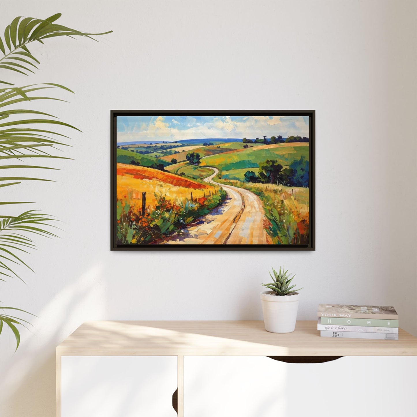 Lazy Country Road #3 - Framed Canvas
