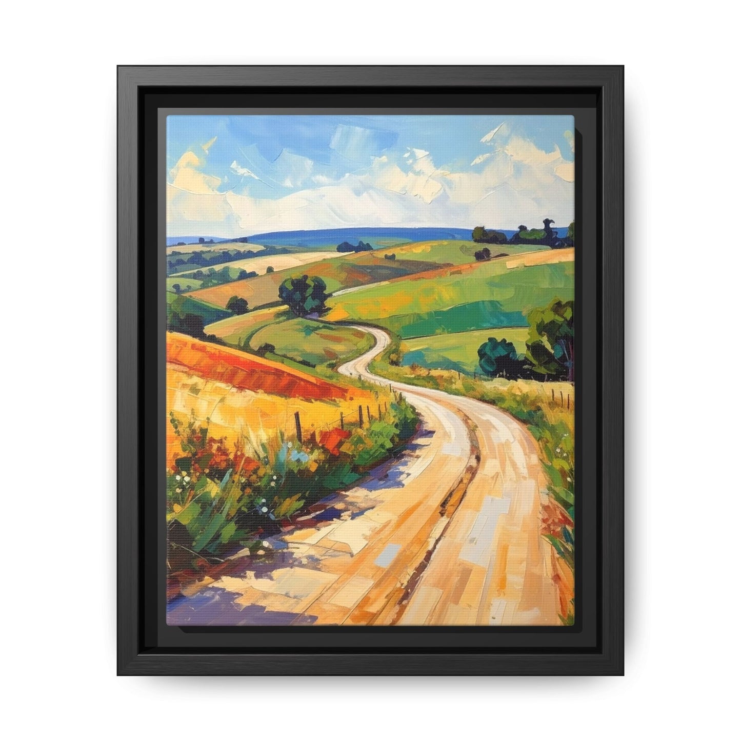 Lazy Country Road #3 - Framed Canvas