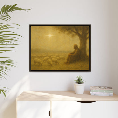 Shepherd In The Field - Framed Canvas