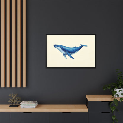Blue Whale Watercolor - Framed Canvas