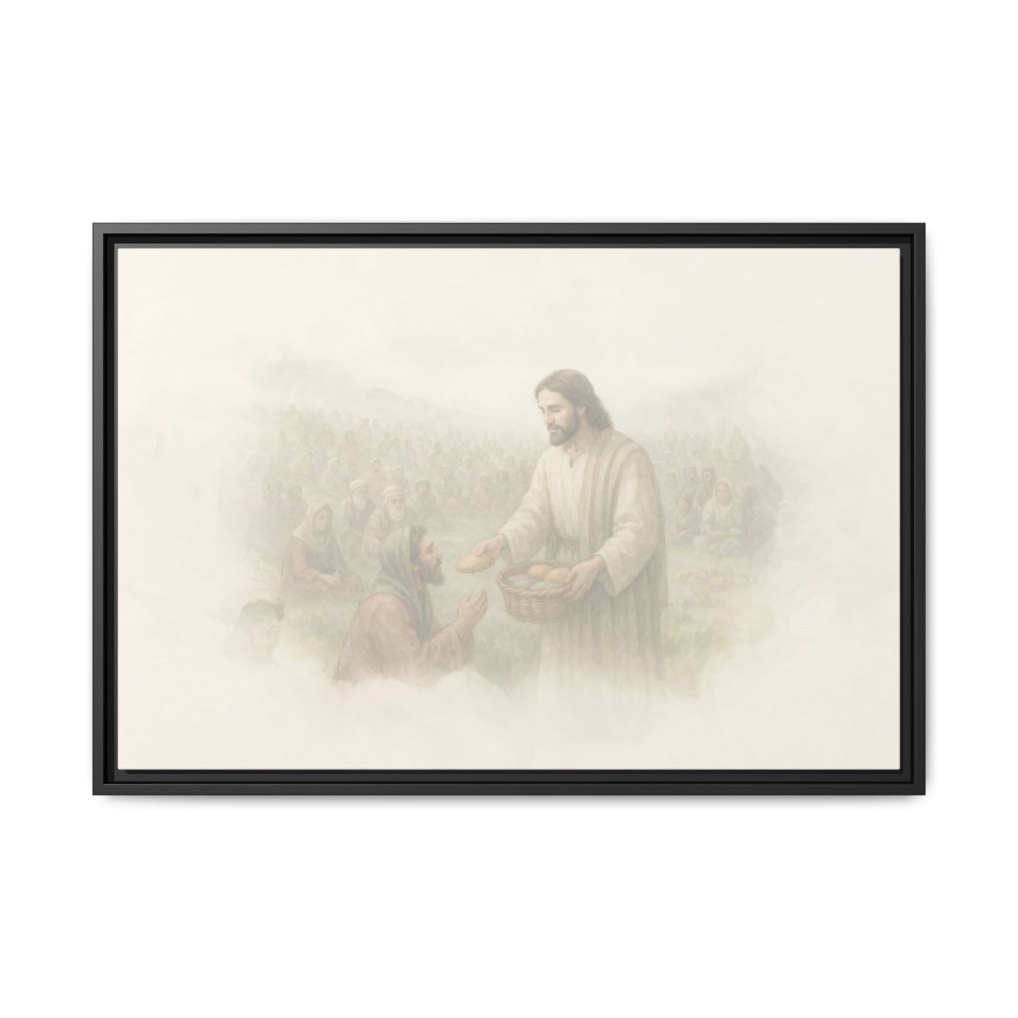 Jesus Feeds The 5,000 - Framed Canvas