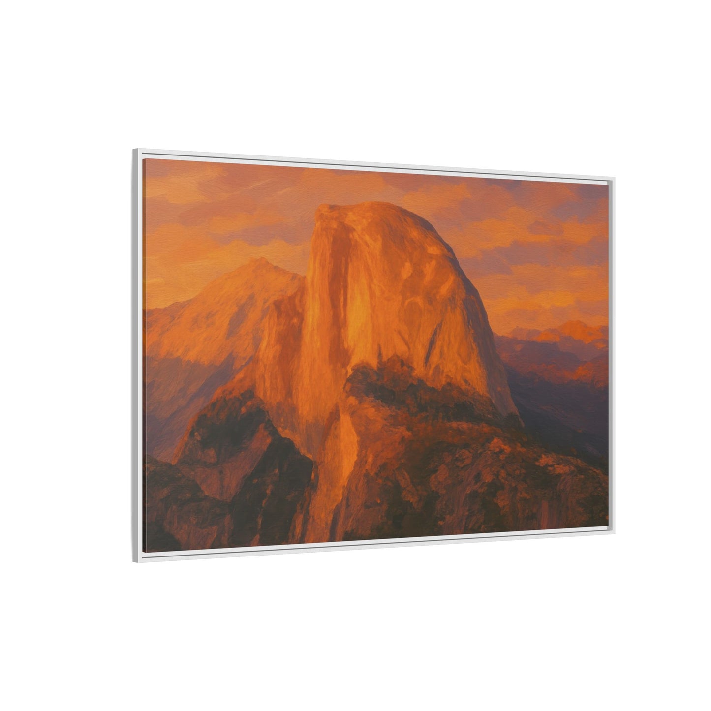 Sunset Over Half Dome - Framed Canvas