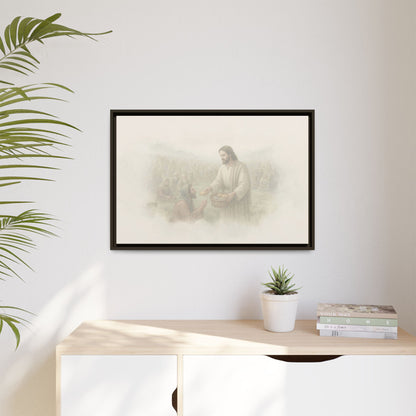 Jesus Feeds The 5,000 - Framed Canvas