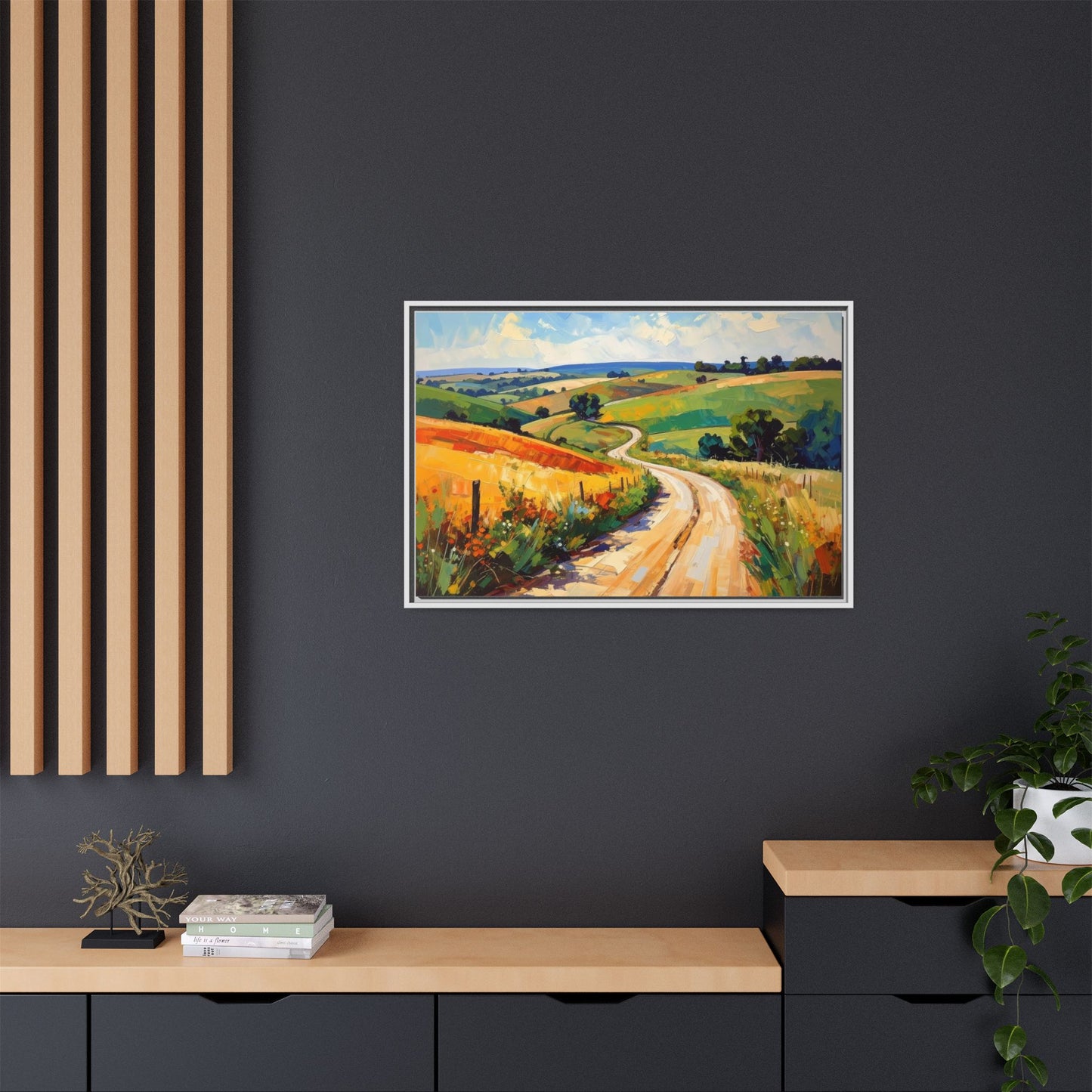 Lazy Country Road #3 - Framed Canvas