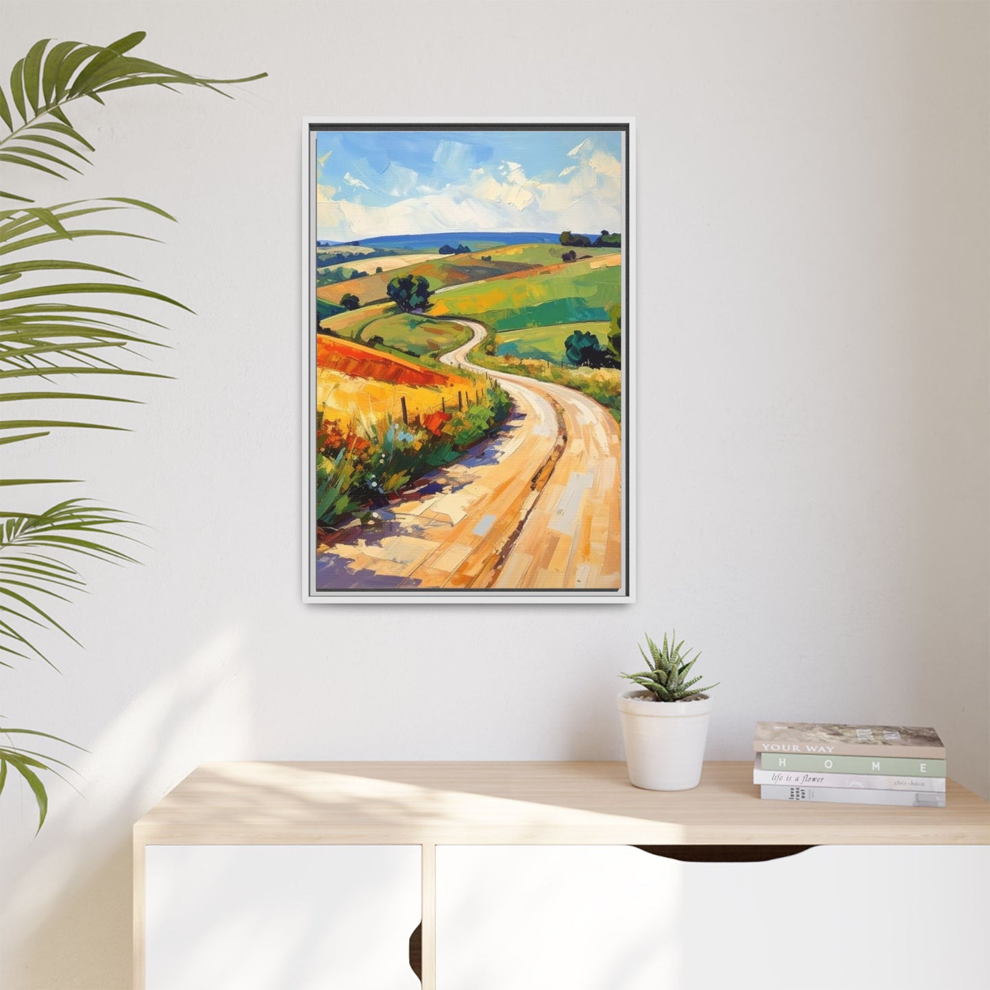 Lazy Country Road #3 - Framed Canvas