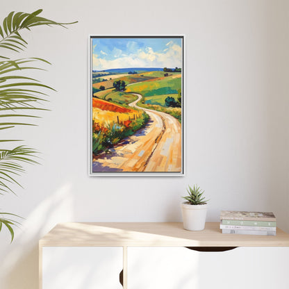 Lazy Country Road #3 - Framed Canvas