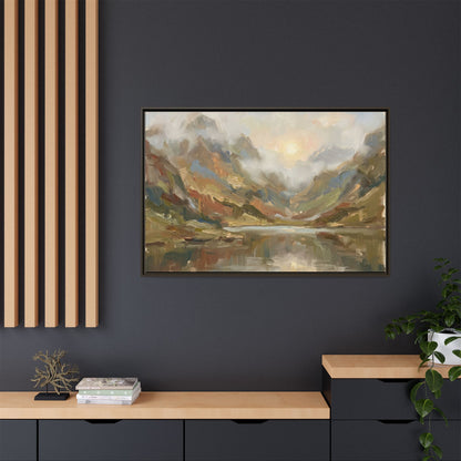 Misty Mountain Lake - Framed Canvas