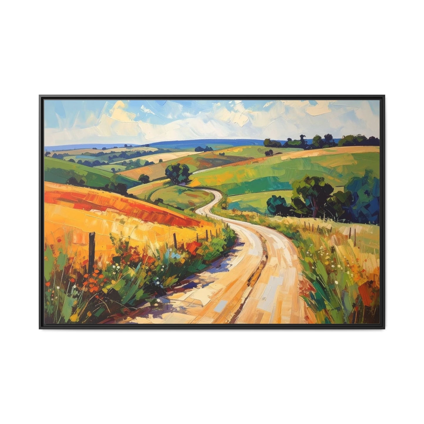 Lazy Country Road #3 - Framed Canvas