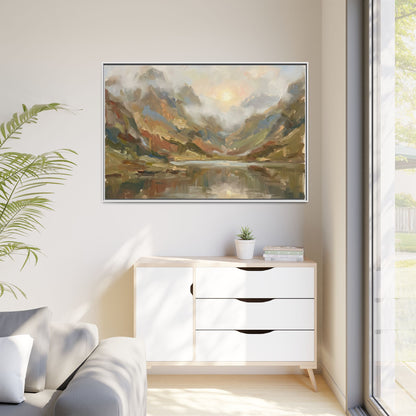 Misty Mountain Lake - Framed Canvas