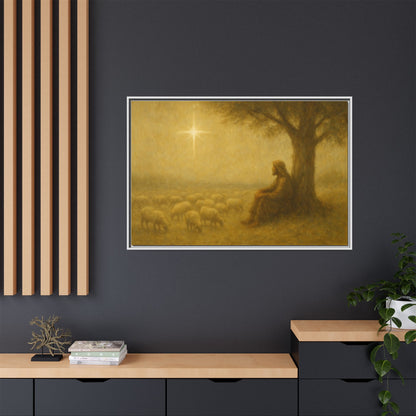 Shepherd In The Field - Framed Canvas