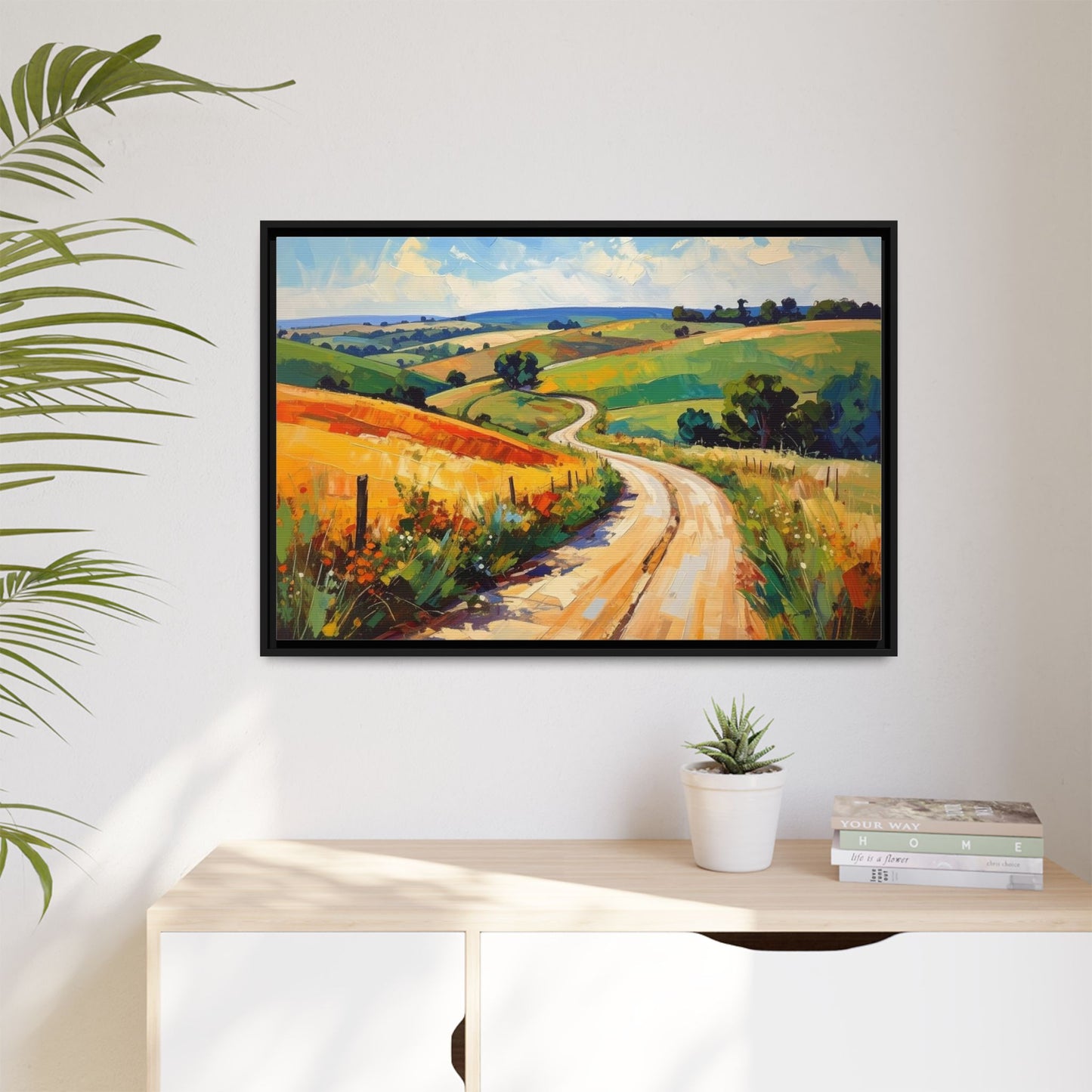 Lazy Country Road #3 - Framed Canvas