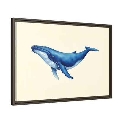 Blue Whale Watercolor - Framed Canvas