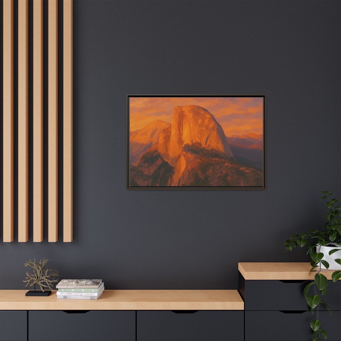 Sunset Over Half Dome - Framed Canvas