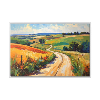 Lazy Country Road #3 - Framed Canvas