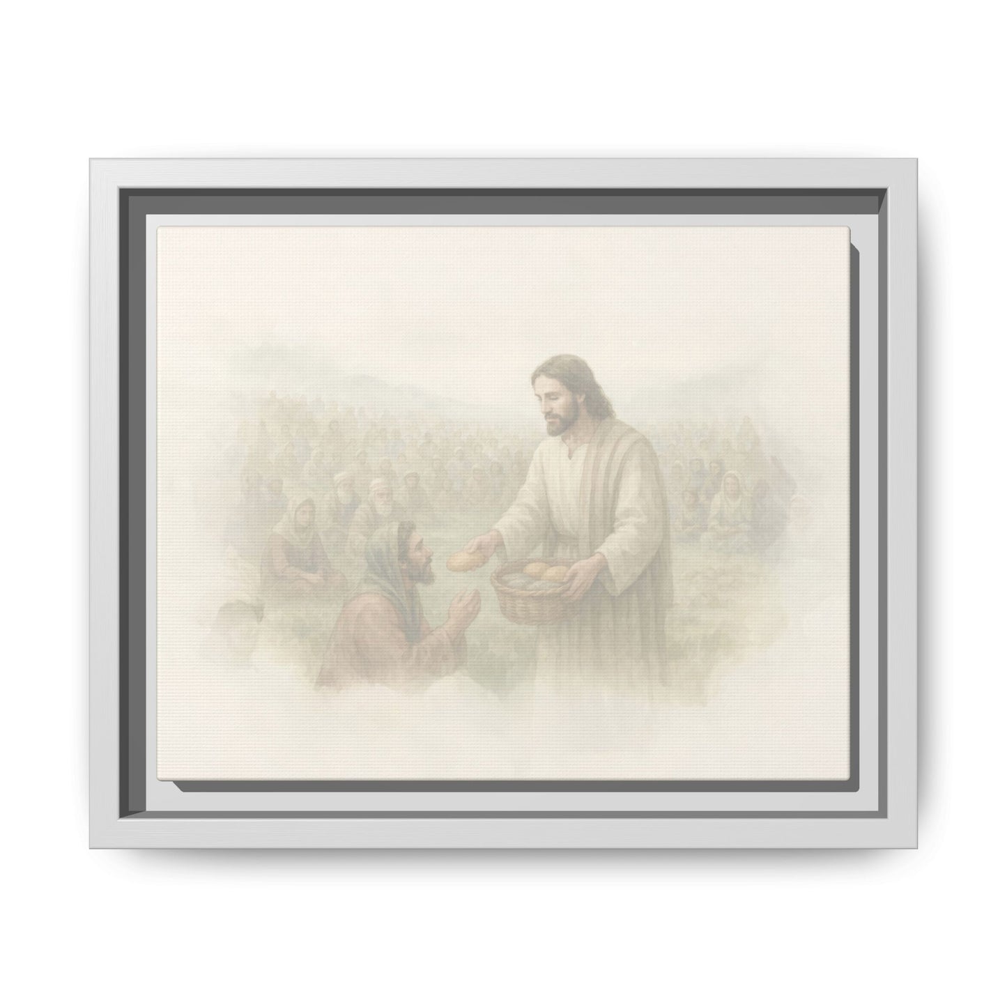 Jesus Feeds The 5,000 - Framed Canvas