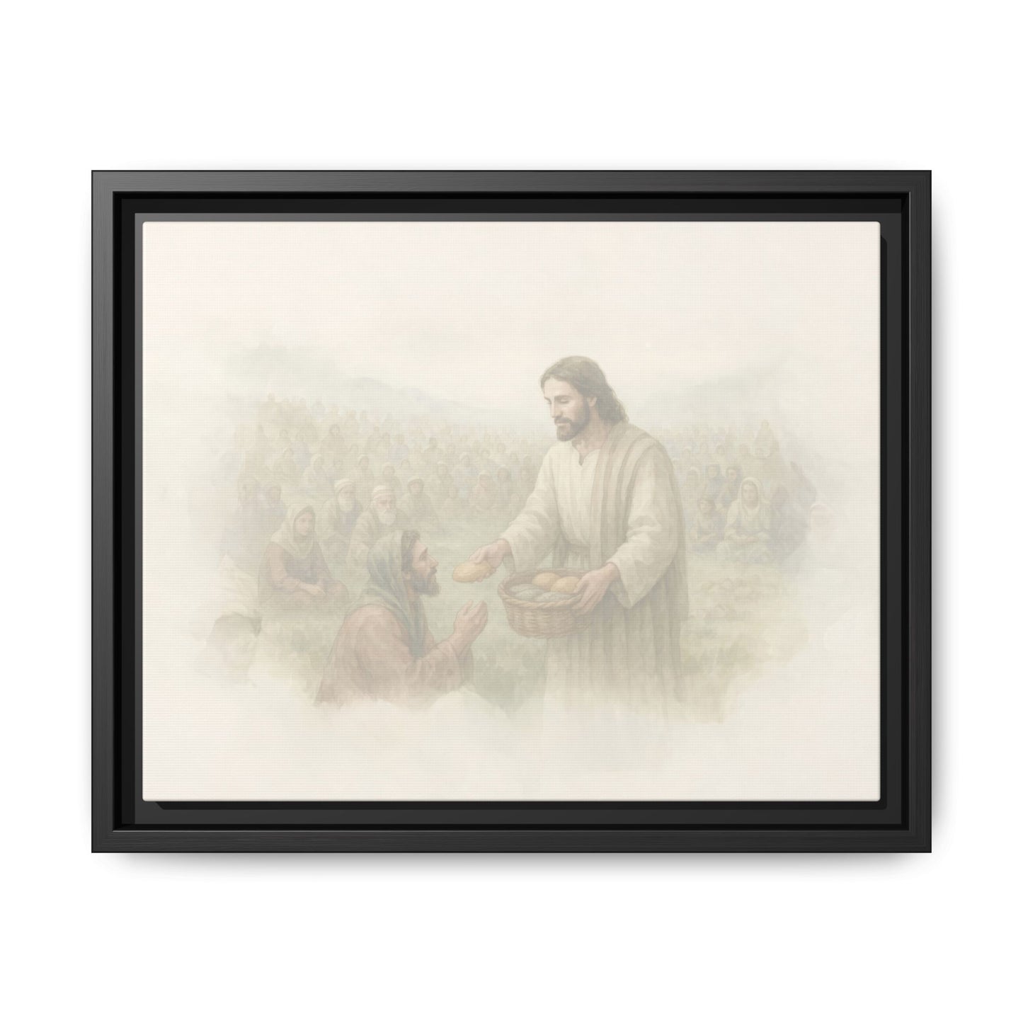 Jesus Feeds The 5,000 - Framed Canvas