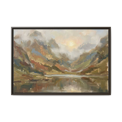 Misty Mountain Lake - Framed Canvas