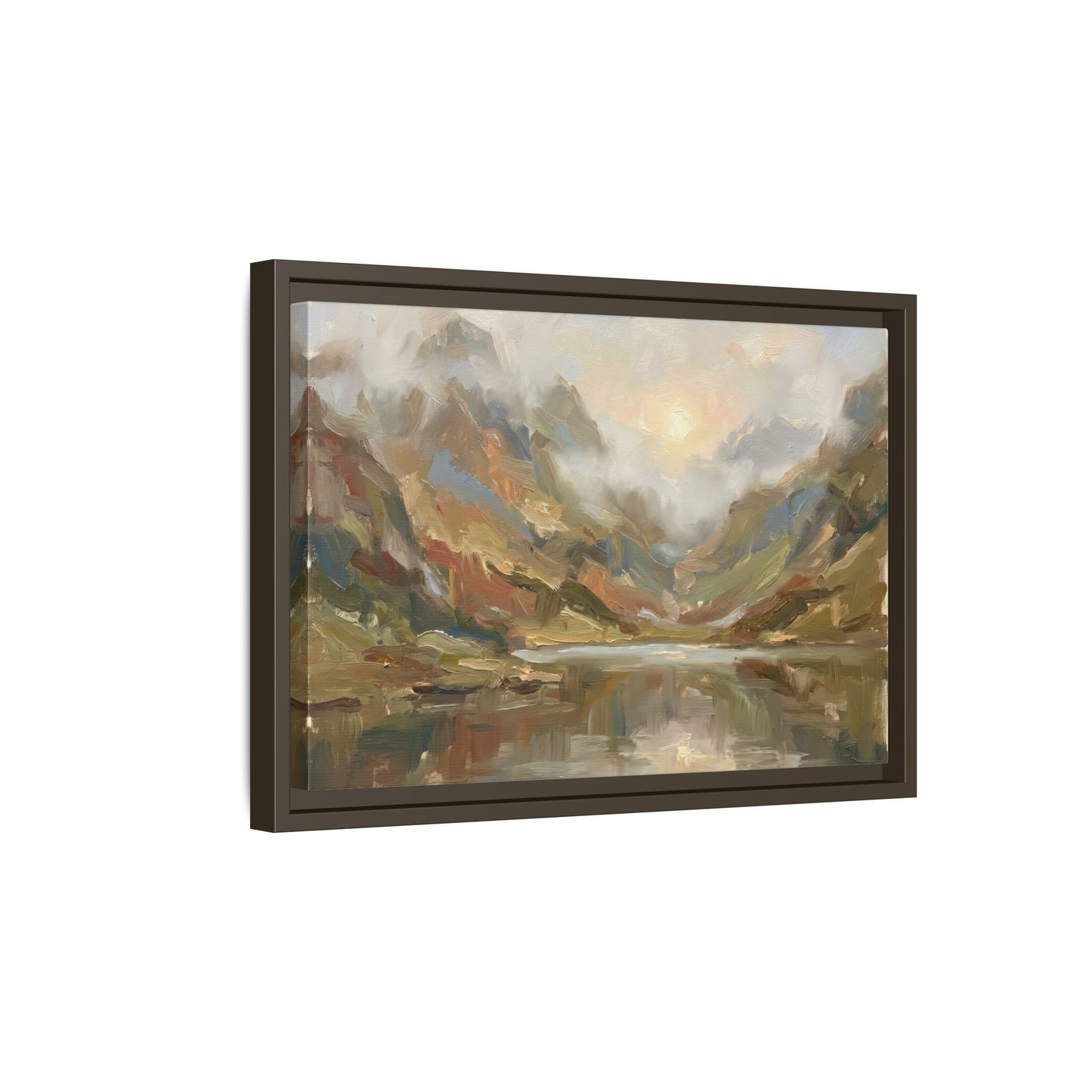 Misty Mountain Lake - Framed Canvas