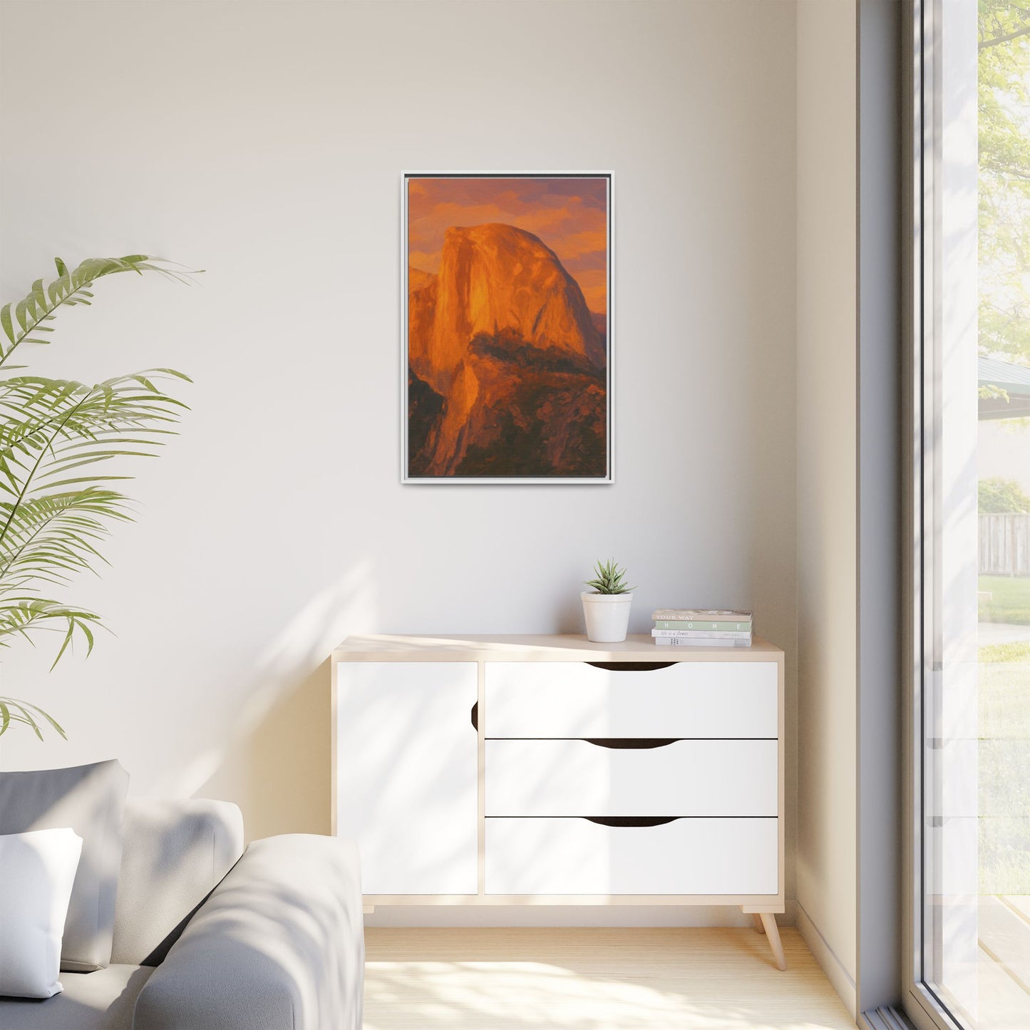 Sunset Over Half Dome - Framed Canvas