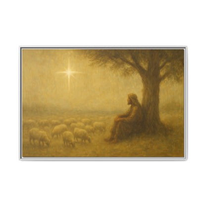 Shepherd In The Field - Framed Canvas