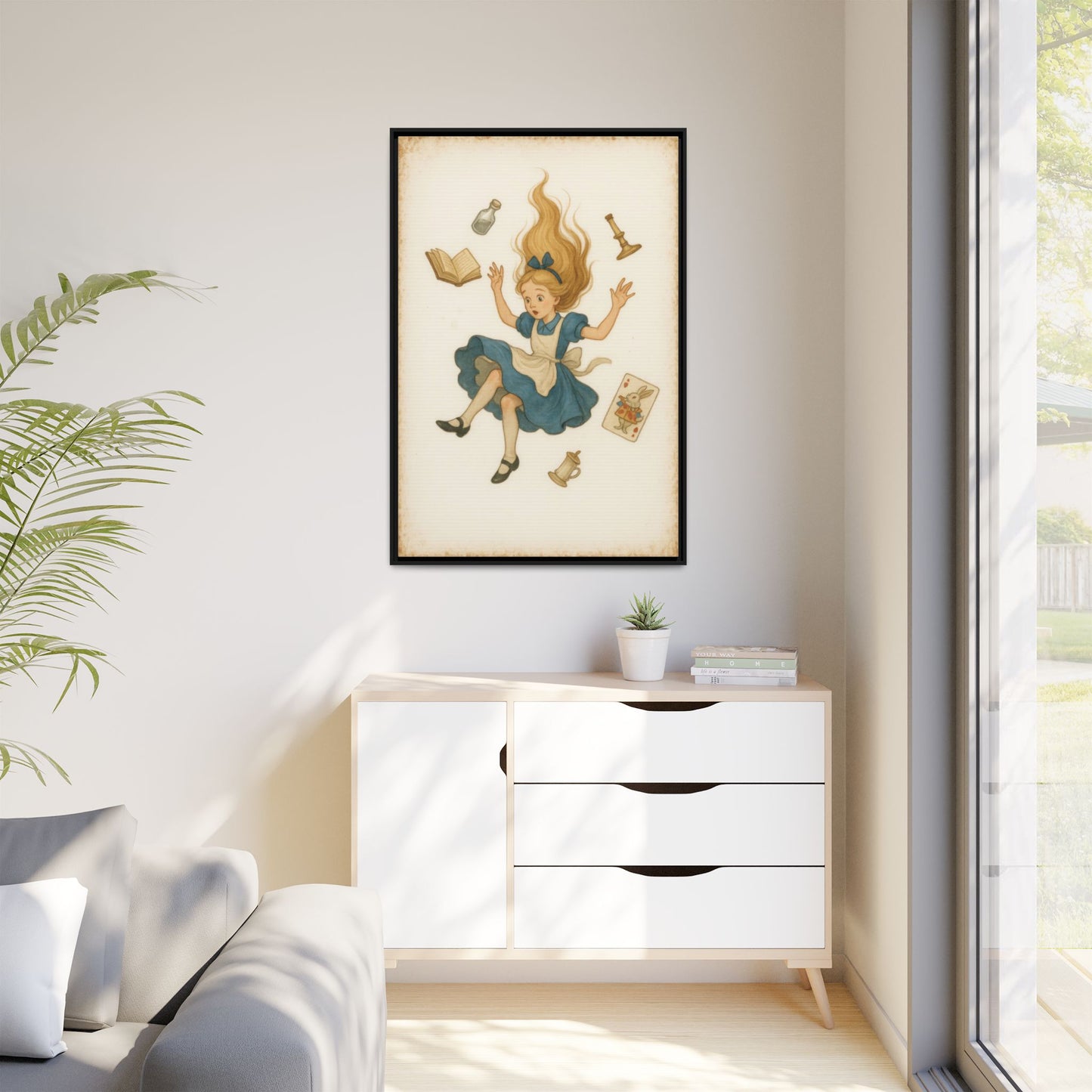 Alice Down the Rabbit Hole - Framed Canvas