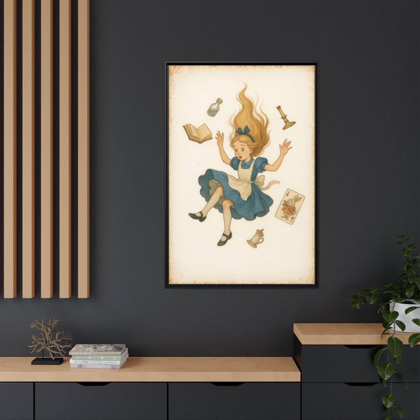 Alice Down the Rabbit Hole - Framed Canvas