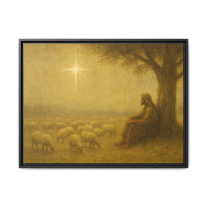 Shepherd In The Field - Framed Canvas