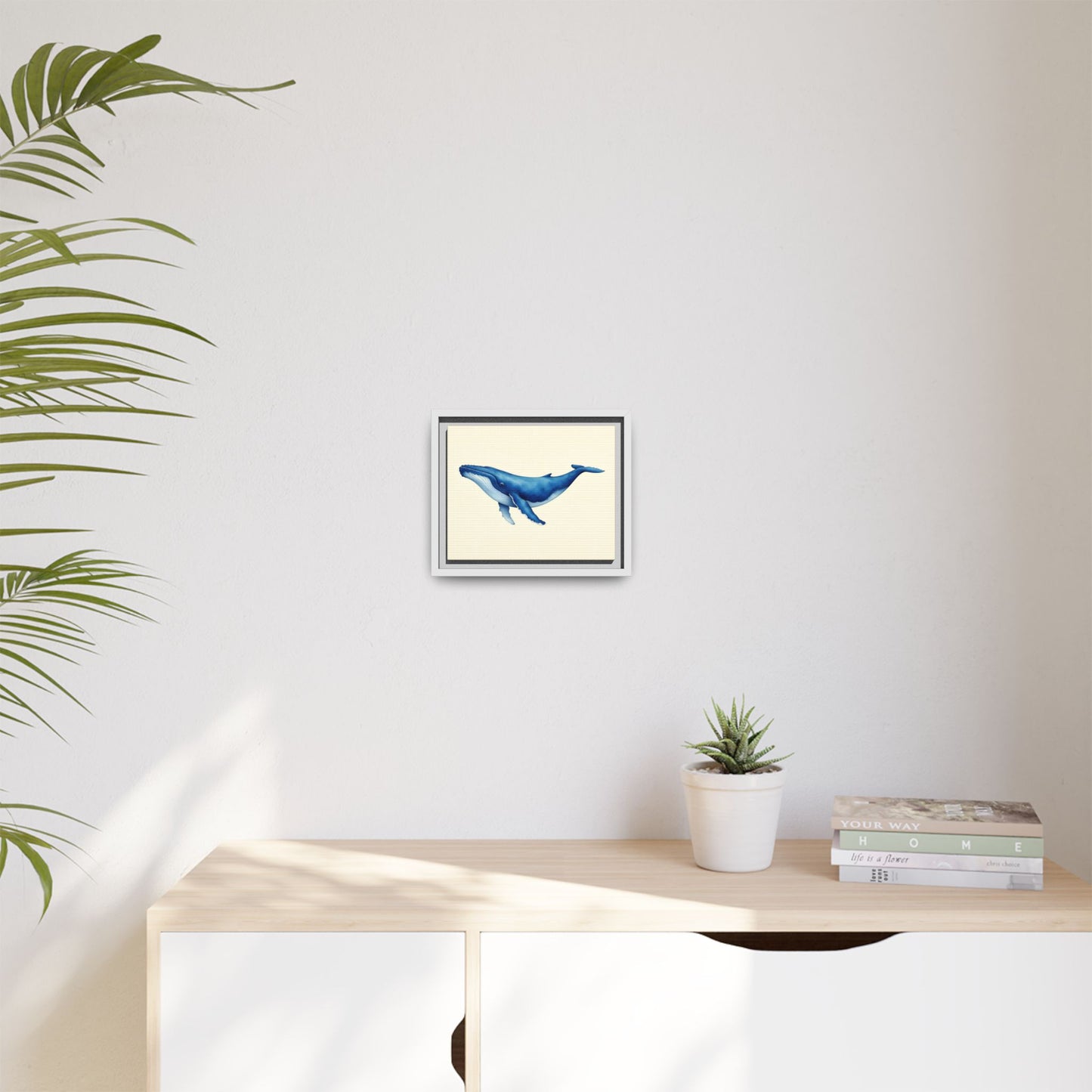 Blue Whale Watercolor - Framed Canvas