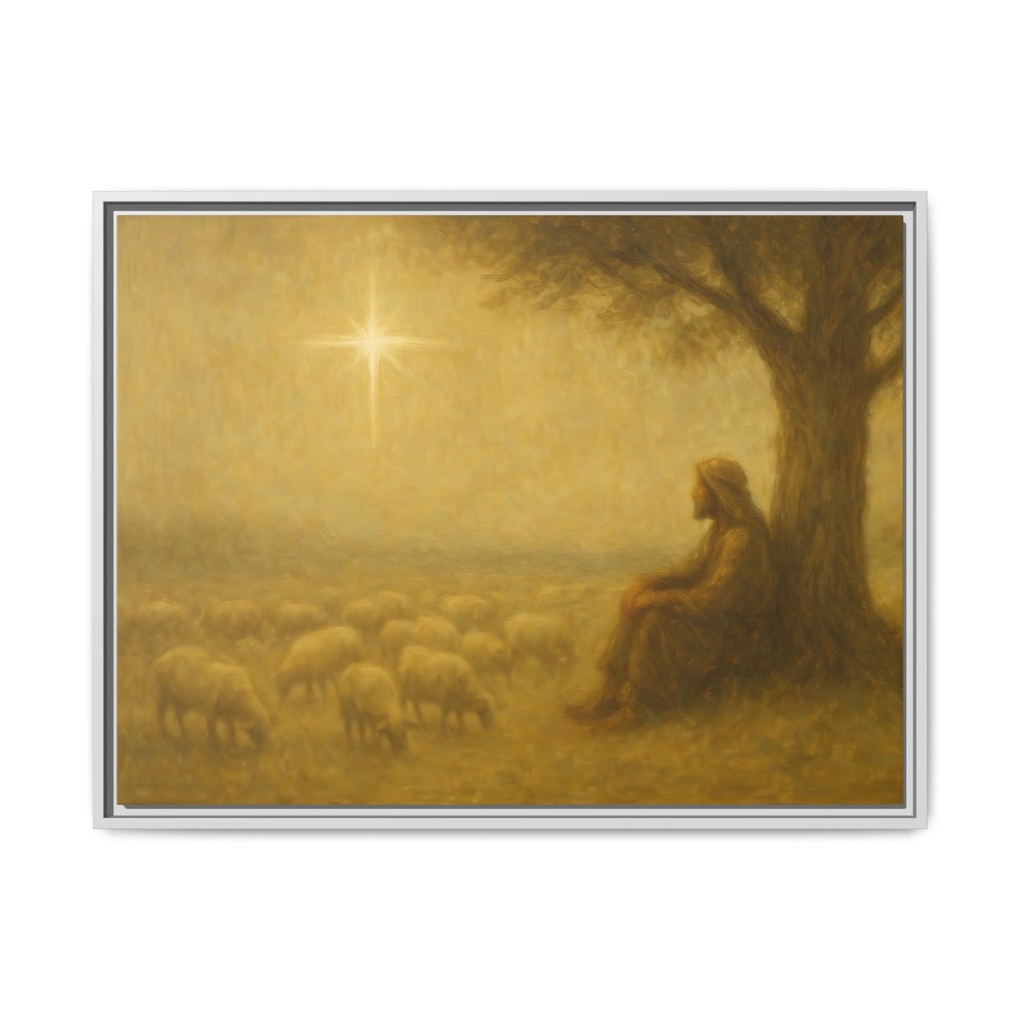 Shepherd In The Field - Framed Canvas
