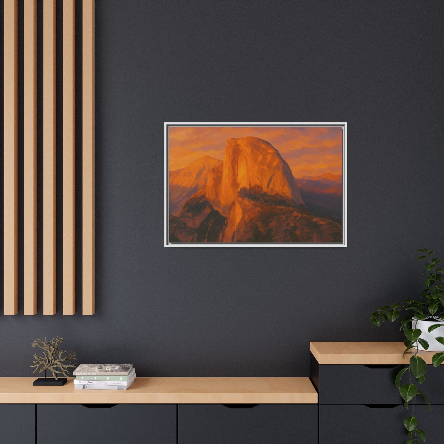 Sunset Over Half Dome - Framed Canvas