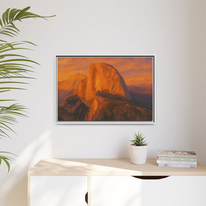 Sunset Over Half Dome - Framed Canvas