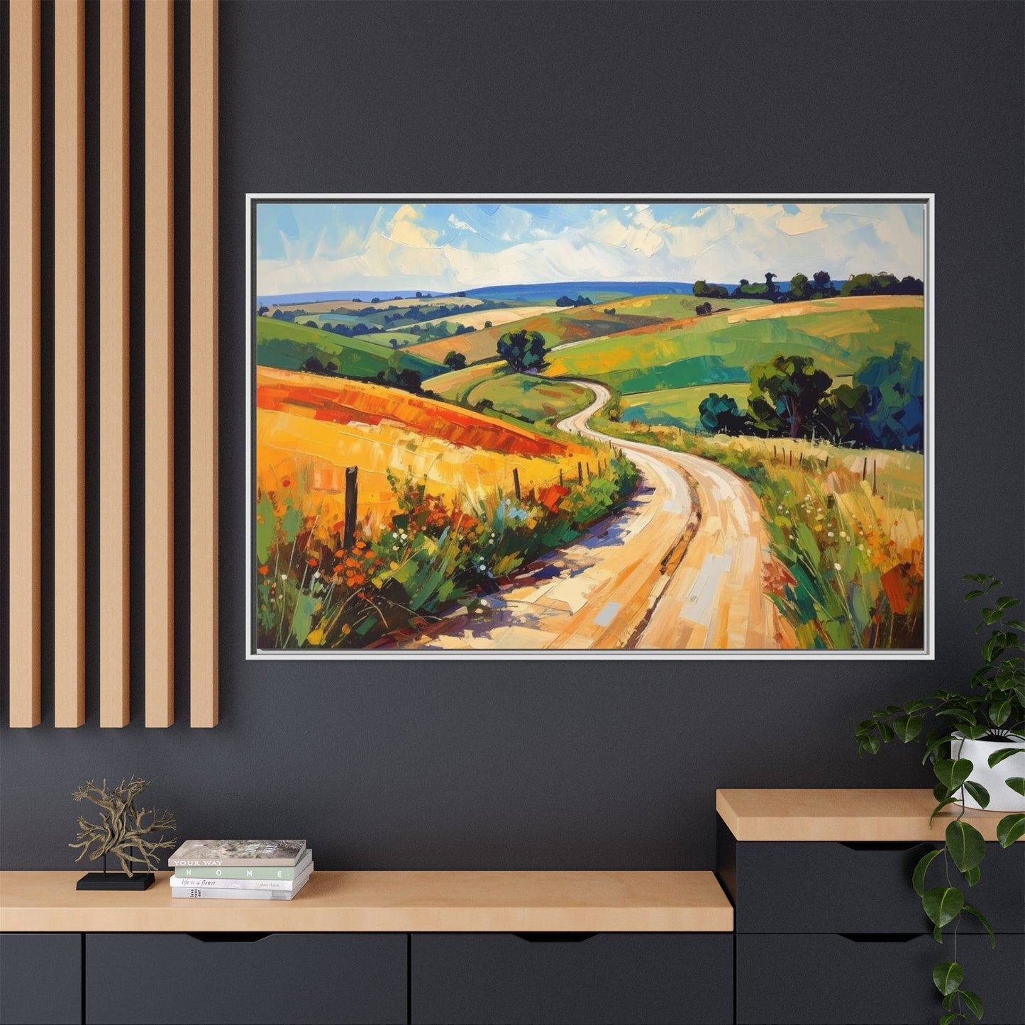 Lazy Country Road #3 - Framed Canvas