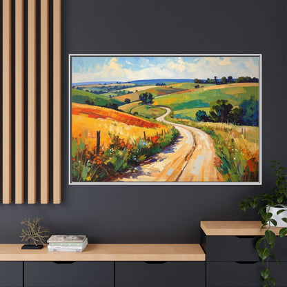 Lazy Country Road #3 - Framed Canvas