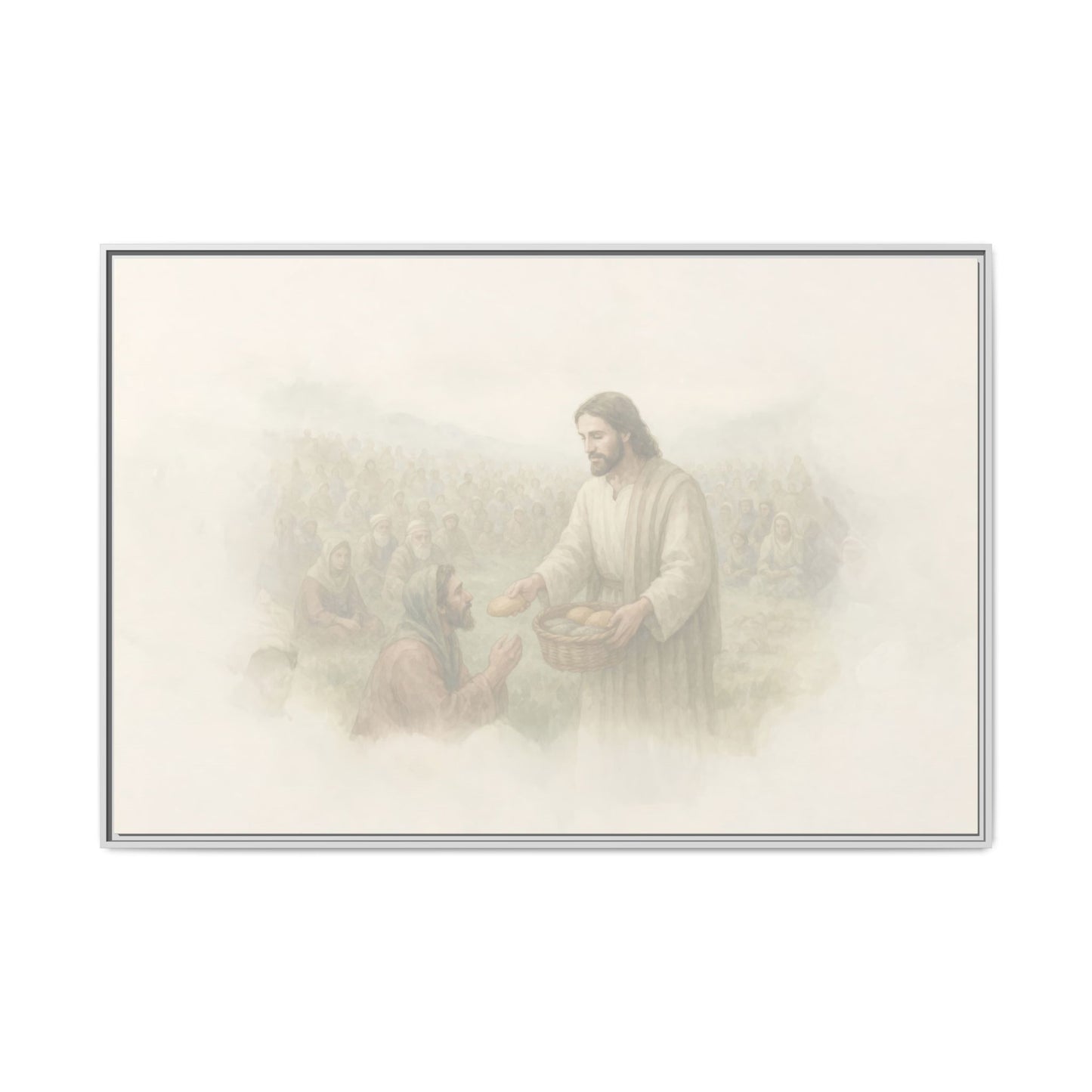 Jesus Feeds The 5,000 - Framed Canvas