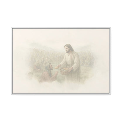 Jesus Feeds The 5,000 - Framed Canvas