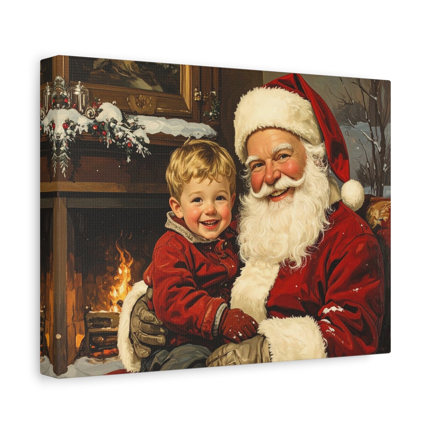 Vintage Santa with Little Boy - Canvas
