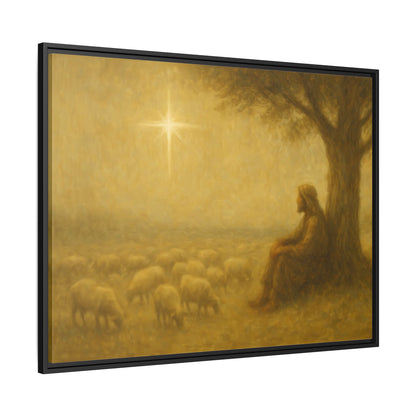Shepherd In The Field - Framed Canvas
