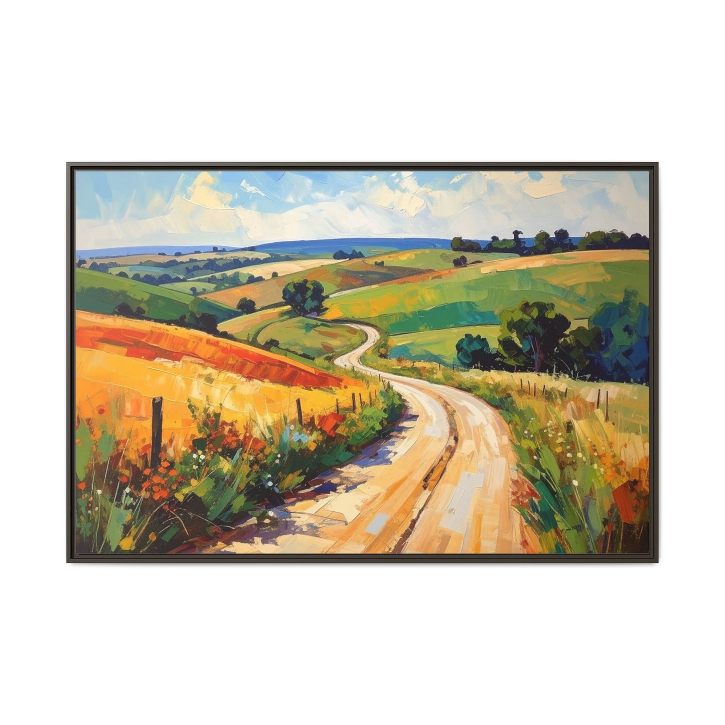 Lazy Country Road #3 - Framed Canvas